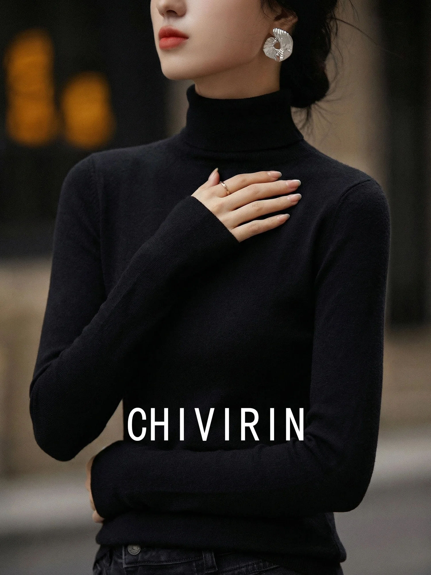 Chivirin Basic Bla High Collar Knitted Long Sve Slim Fit Women's T-irt Casual Sle Casual Spring Autumn Wool Blend
Chivirin Basic Bla High Collar Knitted Long Sve Slim Fit Women's T-irt Casual Sle Casual Spring Autumn Wool Blend