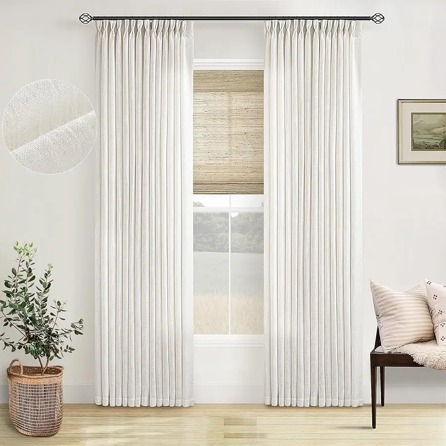 Pinch Pleated Linen Curtains 96 Inches Long for Li ing Room 2 Panel Set Cream I ory Light Filtering Pinch Pleat Hooks Rings Back
Pinch Pleated Linen Curtains 96 Inches Long for Li ing Room 2 Panel Set Cream I ory Light Filtering Pinch Pleat Hooks Rings Back