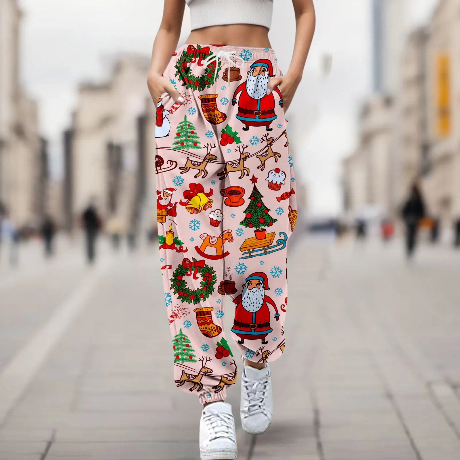 Women High Waist Sweatpants Christmas Print Casual Pants Loose Sport Jogger Trousers With Pocket Fashion Y2k New Arrival
Women High Waist Sweatpants Christmas Print Casual Pants Loose Sport Jogger Trousers With Pocket Fashion Y2k New Arrival