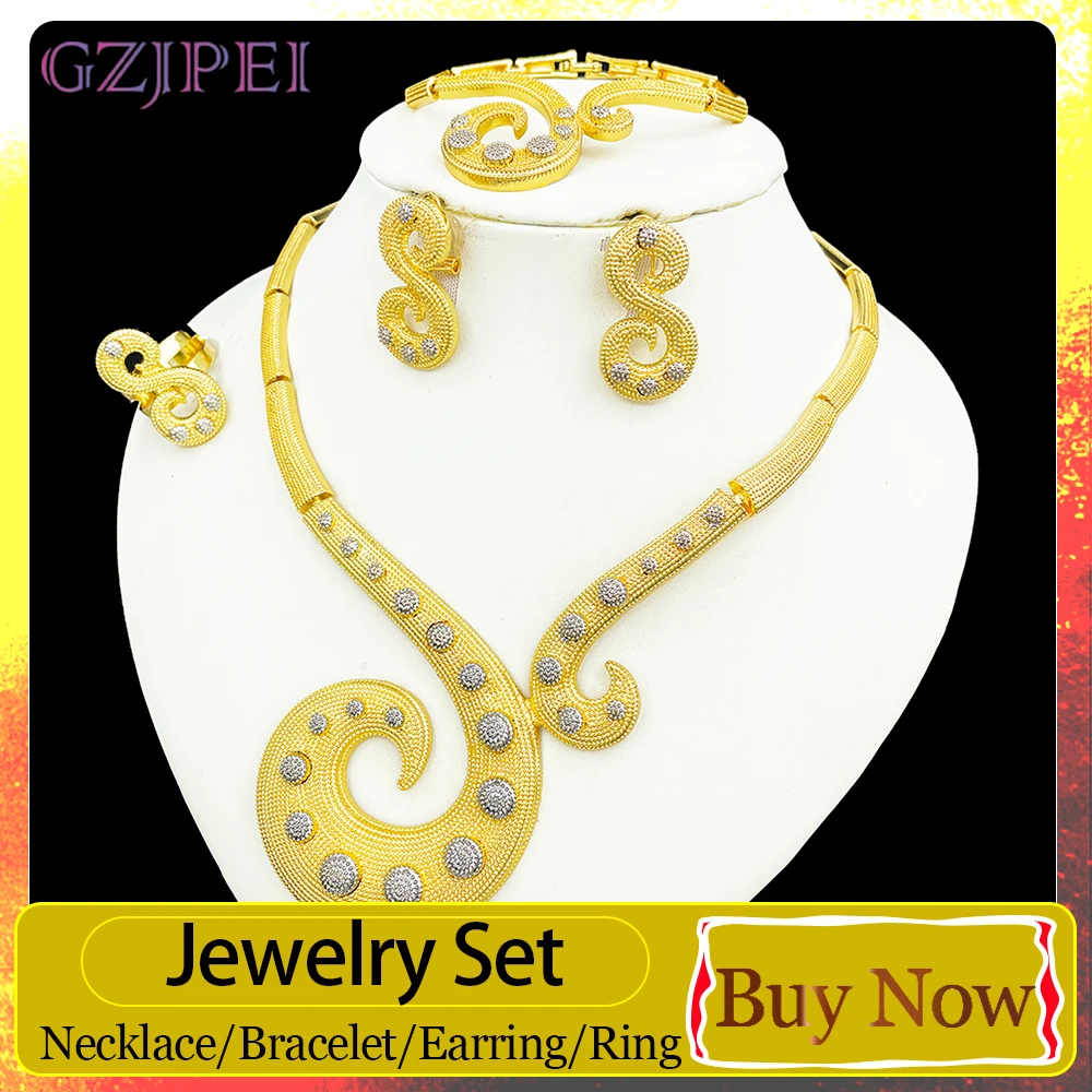 GZJPEI Fashion Jewelry Set For Women Bridal Wedding Jewelry Accessories For Wother Birthday Gift Valentine's Day Gift
GZJPEI Fashion Jewelry Set For Women Bridal Wedding Jewelry Accessories For Wother Birthday Gift Valentine's Day Gift