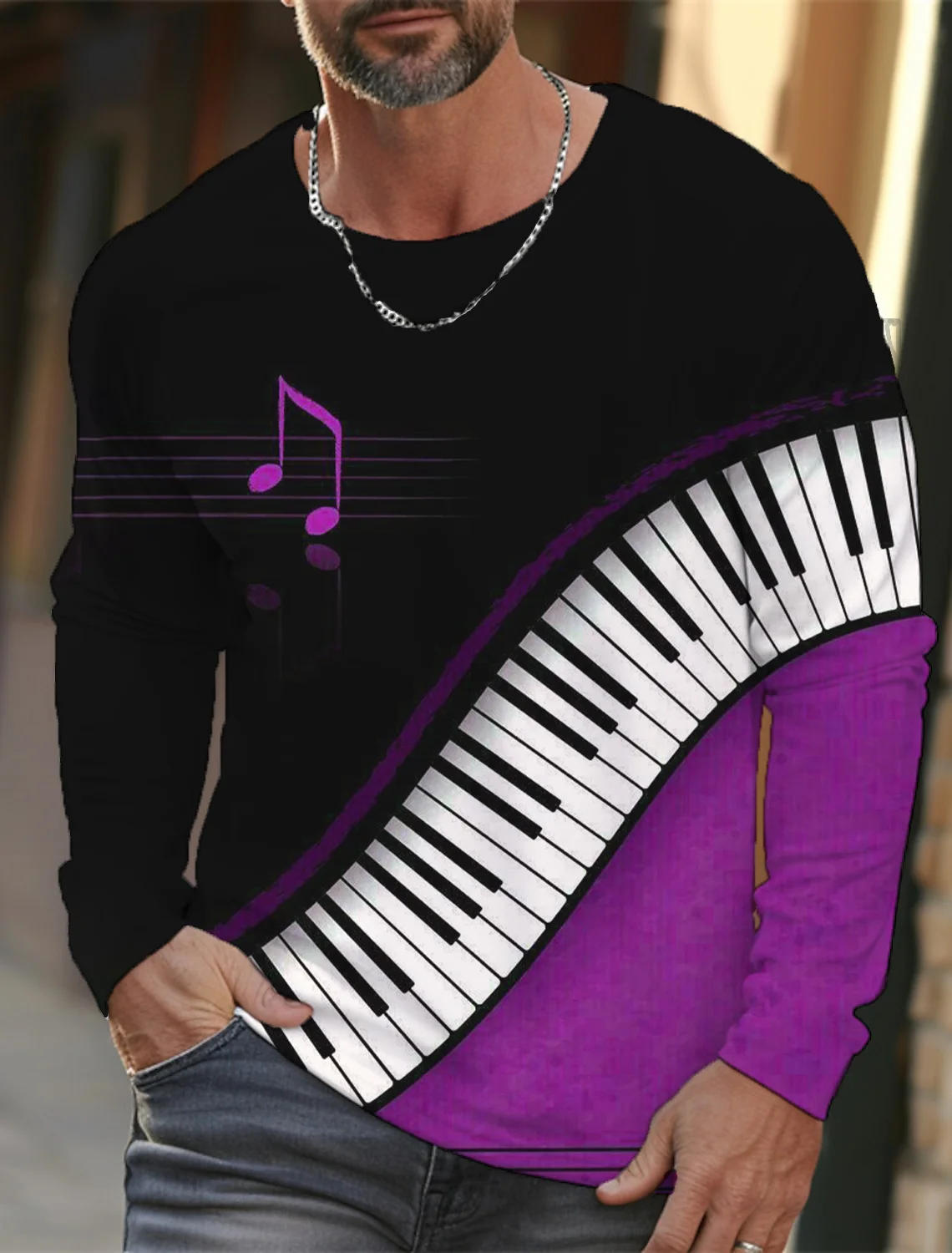 2024 New men's long-sleeved T-shirt 3D Printed Piano Note Print men's Autumn Tops Casual Round Neck Home Clothes
2024 New men's long-sleeved T-shirt 3D Printed Piano Note Print men's Autumn Tops Casual Round Neck Home Clothes