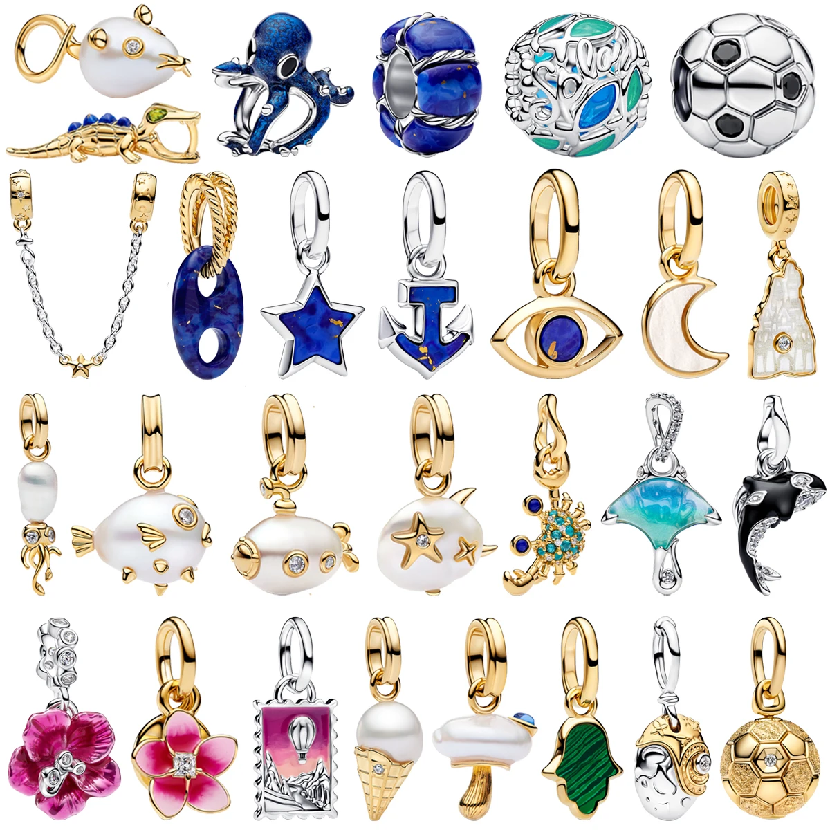 New 925 Sterling Silver Fashion Fish Pearl Shell Football Castle Key Bead Pendant fit Women's DIY Bracelet Necklace Jewelry Gift
New 925 Sterling Silver Fashion Fish Pearl Shell Football Castle Key Bead Pendant fit Women's DIY Bracelet Necklace Jewelry Gift