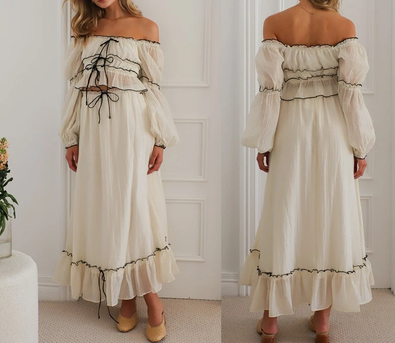 2025 Summer New Off Shoulder Bubble Sleeve Vacation Top Skirt Set Women Fashion Outfit
2025 Summer New Off Shoulder Bubble Sleeve Vacation Top Skirt Set Women Fashion Outfit
