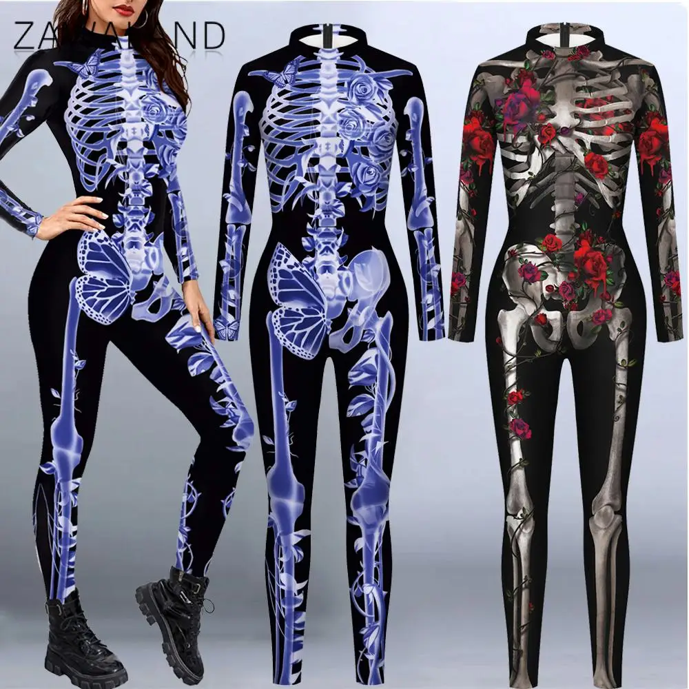 Zawaland Jumpsuit Women Sexxy Rose Skeleton Print Zombie Cosplay Costume Halloween Outfit Funny Carnival Adult Zentai Bodysuit
Zawaland Jumpsuit Women Sexxy Rose Skeleton Print Zombie Cosplay Costume Halloween Outfit Funny Carnival Adult Zentai Bodysuit