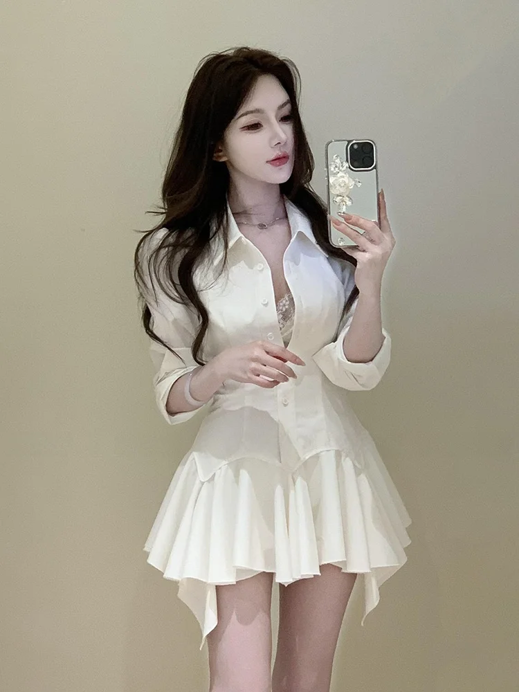 STAZF7 plus Size Pure Desire Spicy Short Shirt Dress Women's Spring Summer A-Line Skirt Waist Cinched Korean Style
STAZF7 plus Size Pure Desire Spicy Short Shirt Dress Women's Spring Summer A-Line Skirt Waist Cinched Korean Style