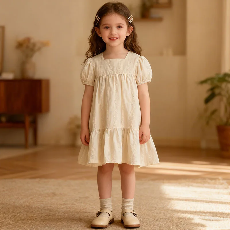 Summer New Girls' Dress Square Neck Embroidered Short Sleeve Children's Dress Stylish Girl Baby Dress Cotton
Summer New Girls' Dress Square Neck Embroidered Short Sleeve Children's Dress Stylish Girl Baby Dress Cotton