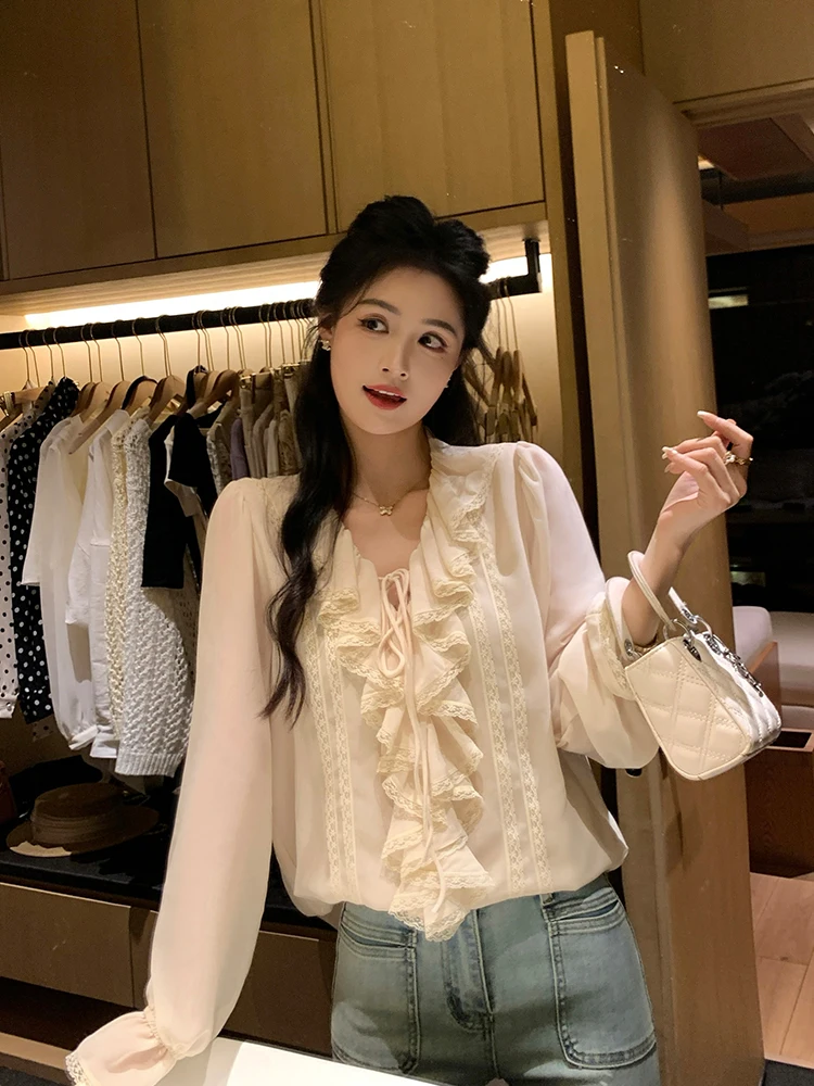 Linyener Gentle Breeze Bell Sve Lace Splicing Chiffon Top Women Spring Summer Vintage Ele Slimming Top French Sle Lo...
Linyener Gentle Breeze Bell Sve Lace Splicing Chiffon Top Women Spring Summer Vintage Ele Slimming Top French Sle Lo...