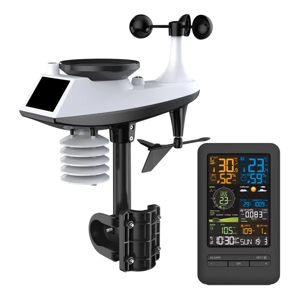 ABVA-Tuya Weather Station Alarm Wifi Digital Wind Speed Direction Rainfall Light Index Air Quality Temperature Humidity Meter
ABVA-Tuya Weather Station Alarm Wifi Digital Wind Speed Direction Rainfall Light Index Air Quality Temperature Humidity Meter