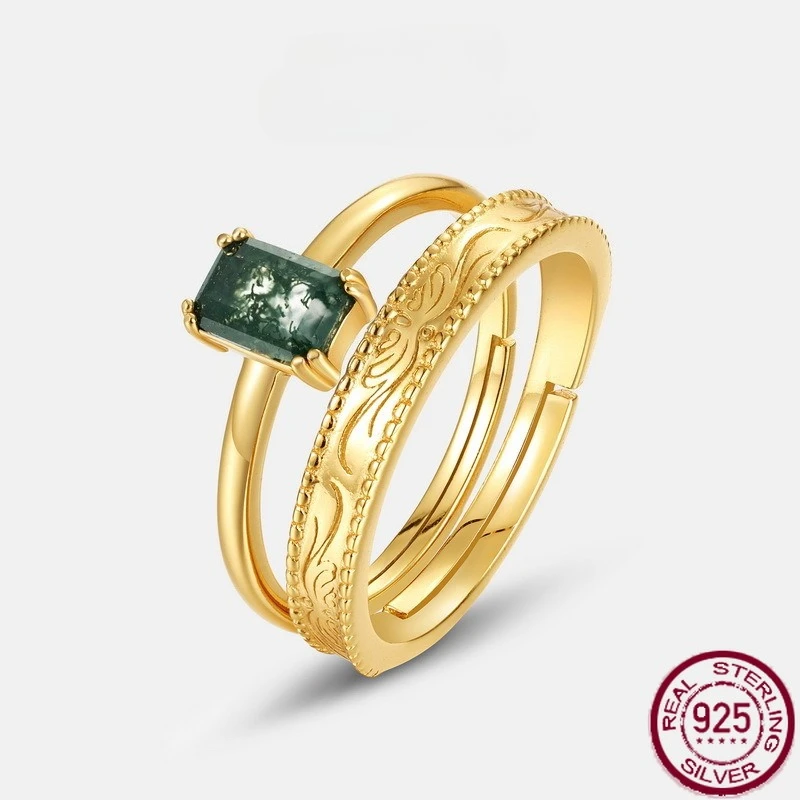 New S925 Pure Silver Light Luxury Fashion Natural Green Moss Stacked Water Grass Agate Open Ring Wedding Jewelry
New S925 Pure Silver Light Luxury Fashion Natural Green Moss Stacked Water Grass Agate Open Ring Wedding Jewelry