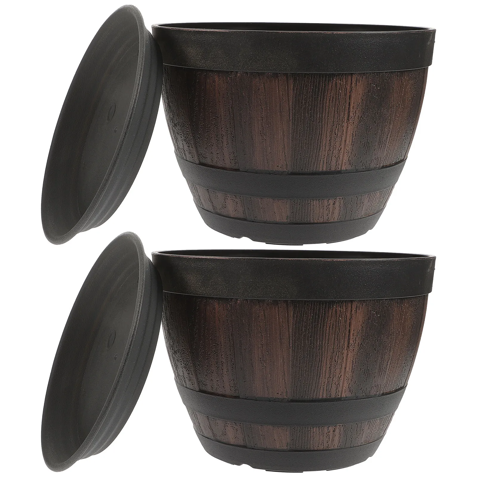 Imitation Wooden Barrel Flower Pot 2 Sets Thicken Plastic Planters Garden Retro Faux Wood Grain Planter Storage
Imitation Wooden Barrel Flower Pot 2 Sets Thicken Plastic Planters Garden Retro Faux Wood Grain Planter Storage