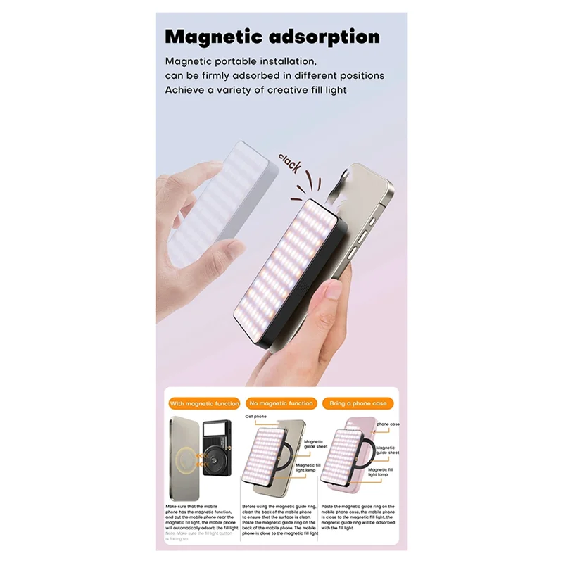 【HOT】M20 RGB Fill Light Magnetic Cell Double-Sided Selfie Light Clip-On Flat Light For Camera & Makeup Video Conferencing
【HOT】M20 RGB Fill Light Magnetic Cell Double-Sided Selfie Light Clip-On Flat Light For Camera & Makeup Video Conferencing