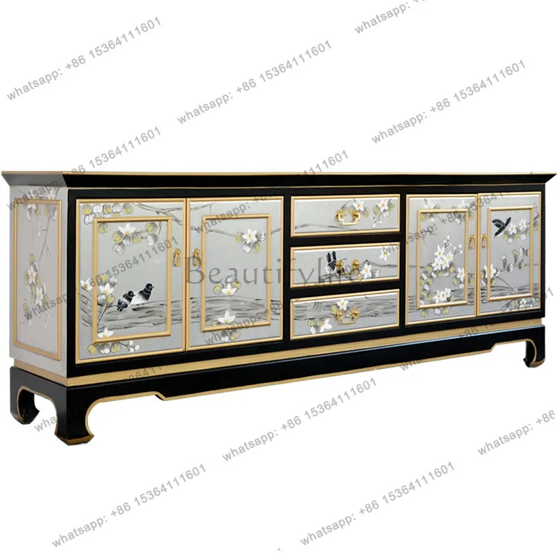 New Chinese living room floor cabinet Solid wood Zen Chinese furniture Painted TV cabinet
New Chinese living room floor cabinet Solid wood Zen Chinese furniture Painted TV cabinet
