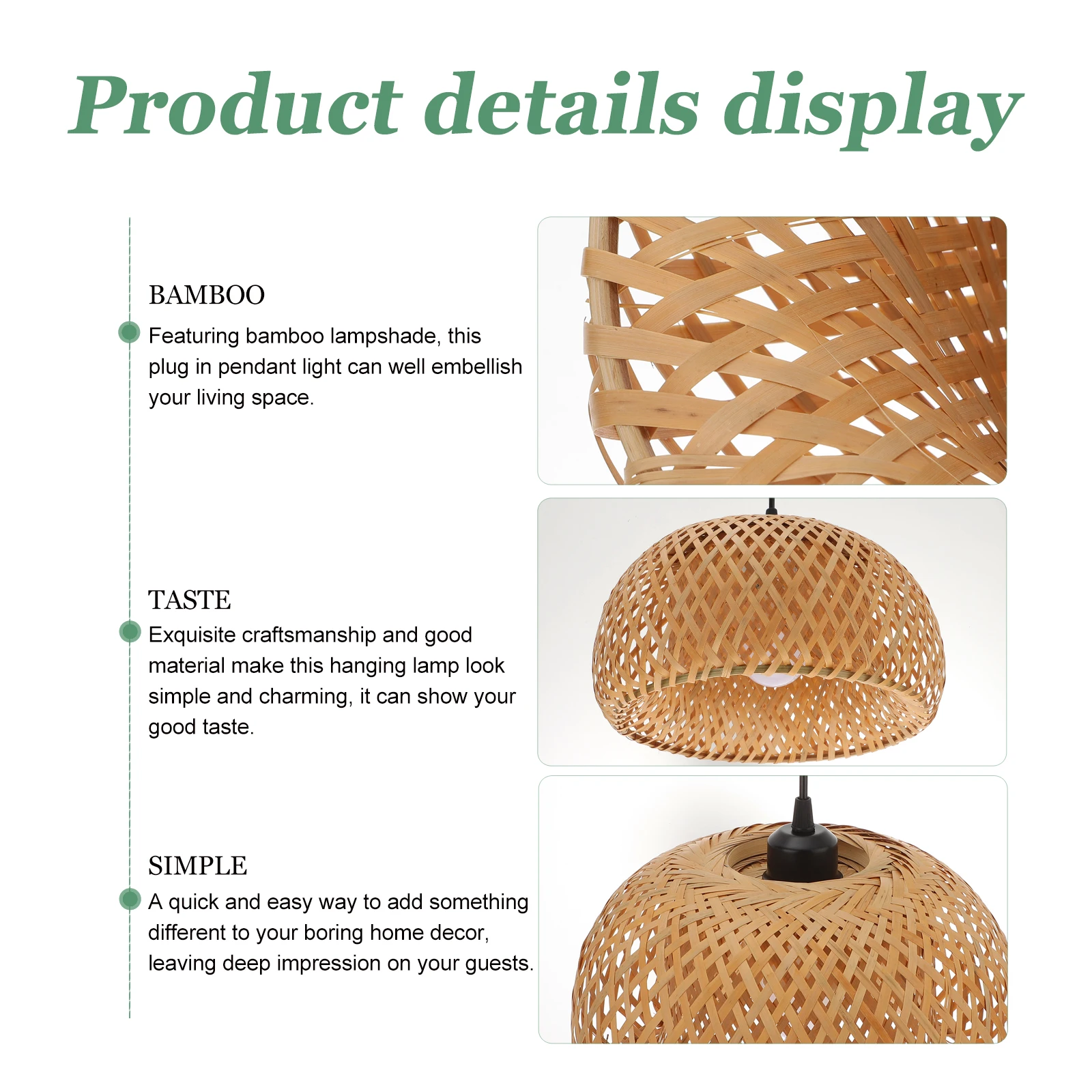 Plug In Bamboo Lampshade Wicker Rattan Pendant Hanging Light For Living Room Bedroom Hotel Simple Charming Corded Decor Guest
Plug In Bamboo Lampshade Wicker Rattan Pendant Hanging Light For Living Room Bedroom Hotel Simple Charming Corded Decor Guest