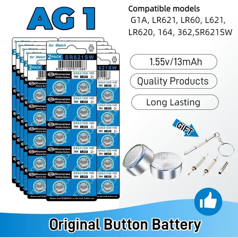 10-200PCS AG1 SR621SW Alkaline Button Battery LR621 364 363 LR60 164 1.5V Coin Cell Button Cell for Watch Toys Remote Clock
10-200PCS AG1 SR621SW Alkaline Button Battery LR621 364 363 LR60 164 1.5V Coin Cell Button Cell for Watch Toys Remote Clock
