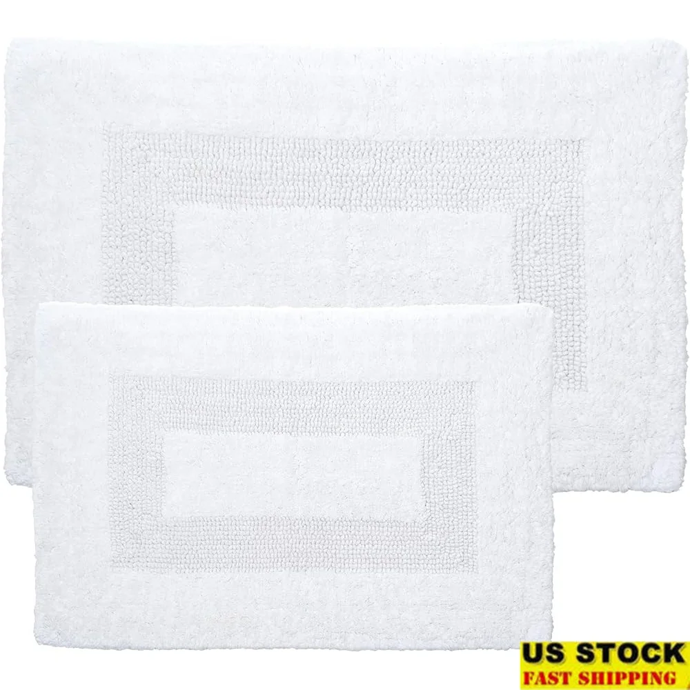 2-Piece Cotton Bath Mat Set Machine Washable Absorbent Bathroom Rugs Soft Reversible Runner Mat Shower Kitchen Laundry Room
2-Piece Cotton Bath Mat Set Machine Washable Absorbent Bathroom Rugs Soft Reversible Runner Mat Shower Kitchen Laundry Room