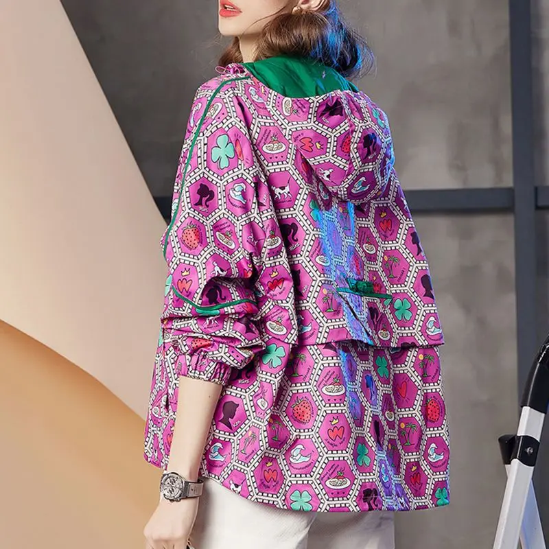 Hooded Short Jacket Women's Spring Summer New Trendy Color Block Print Fashion Top
Hooded Short Jacket Women's Spring Summer New Trendy Color Block Print Fashion Top