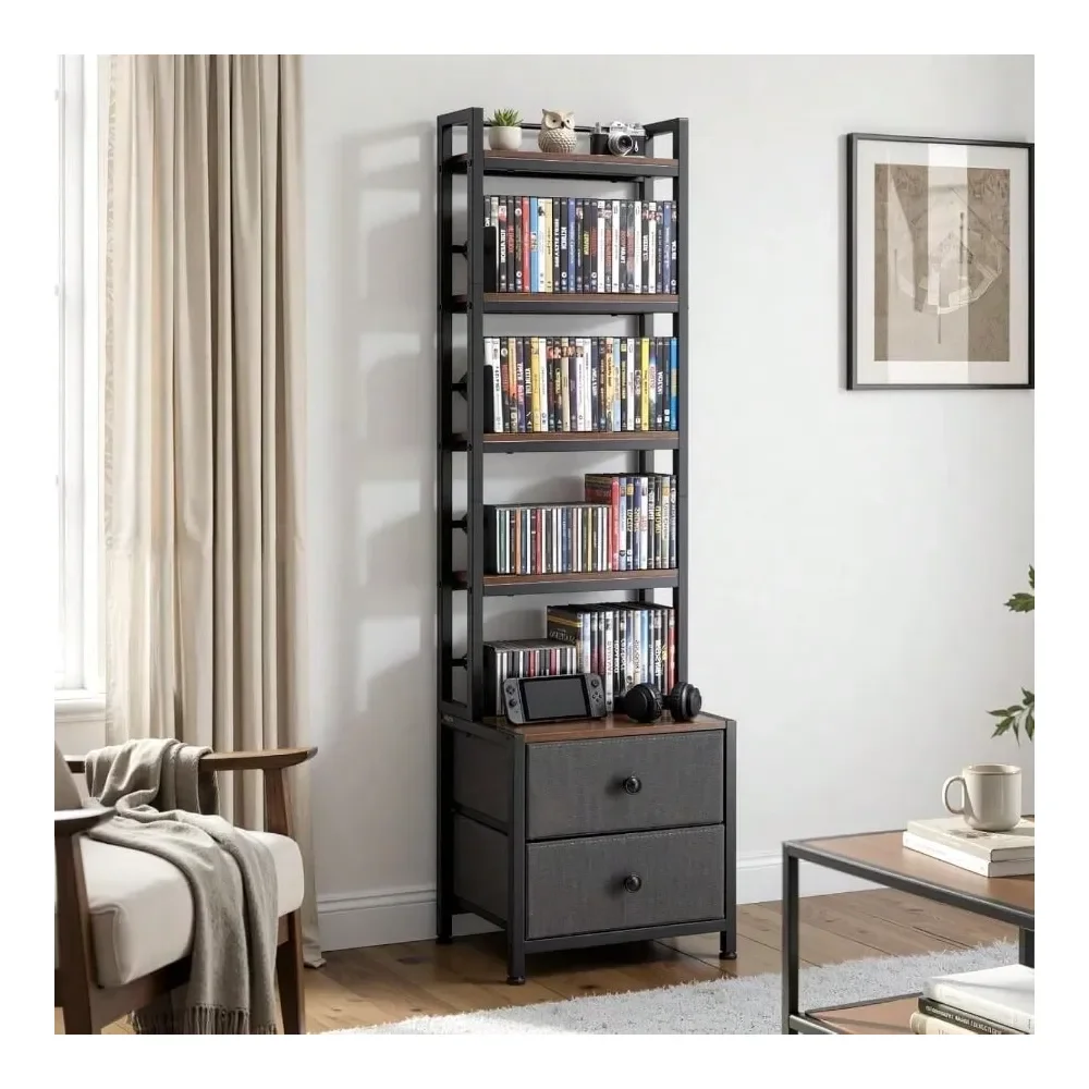 Storage Cabinet, 4Shelf DVD Shelf Organizer With Drawers, 15.75x 11.81x 56.50 In Multimedia Storage Organizer CDs, DVDs, Books
Storage Cabinet, 4Shelf DVD Shelf Organizer With Drawers, 15.75x 11.81x 56.50 In Multimedia Storage Organizer CDs, DVDs, Books
