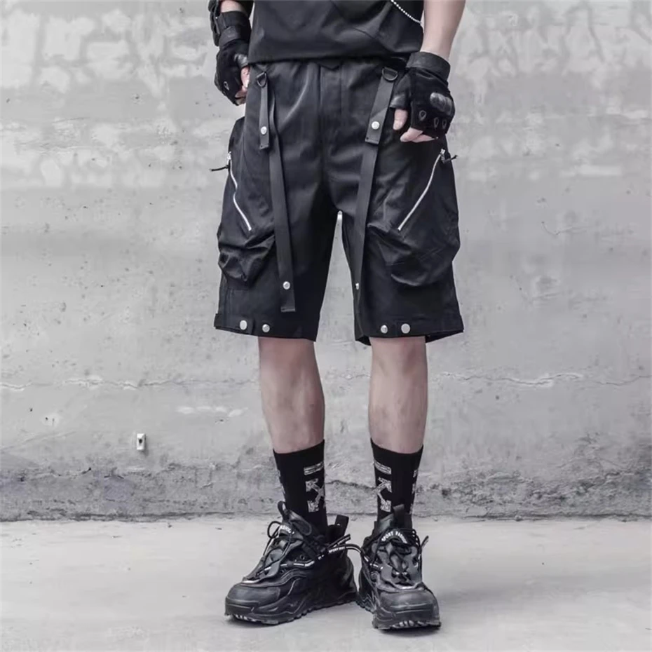 Tactical Black Thin Short Men Punk Hip Hop Ribbon Patchwork Multi Pockets Cargo Pants Paratrooper Outdoor Techwear Casual Shorts
Tactical Black Thin Short Men Punk Hip Hop Ribbon Patchwork Multi Pockets Cargo Pants Paratrooper Outdoor Techwear Casual Shorts
