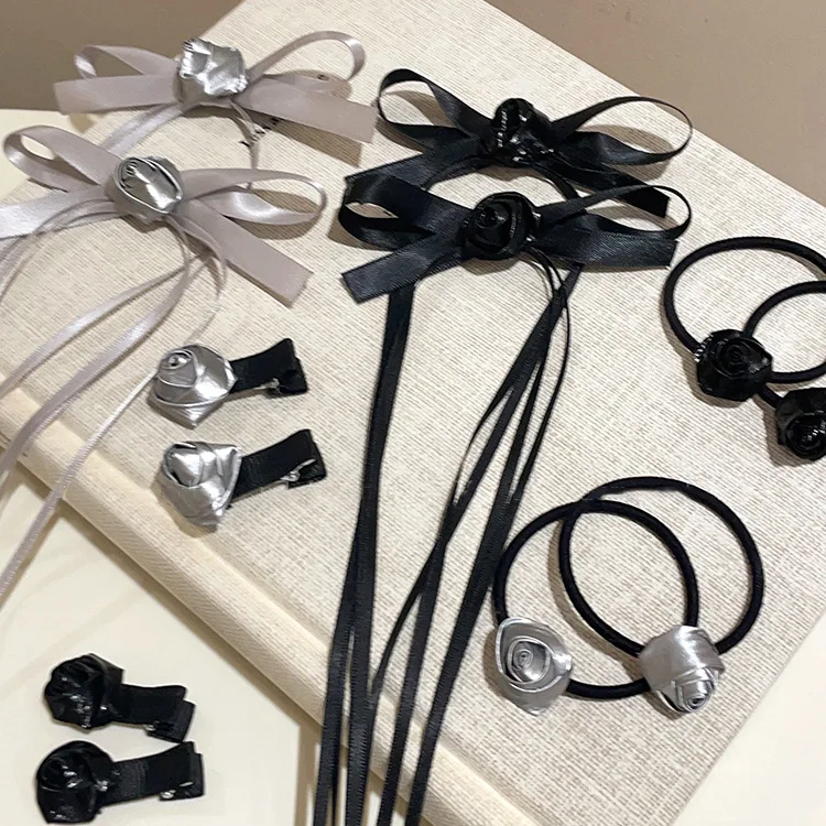 Ballet Inspired Silver Floral Bow Long Ribbon Hair Clasp For Back Of Head Double Pigtail Braid Small Barrett Women
Ballet Inspired Silver Floral Bow Long Ribbon Hair Clasp For Back Of Head Double Pigtail Braid Small Barrett Women