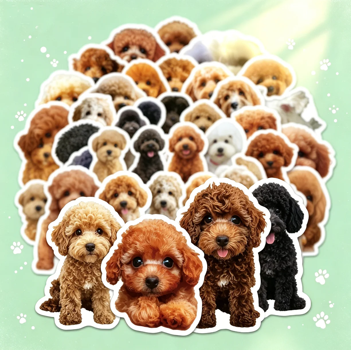 The same style 5-pack stickers, 50 pieces per pack, a total of 250 pieces. Puppy Poodle stickers, cute pet, creative realistic,
The same style 5-pack stickers, 50 pieces per pack, a total of 250 pieces. Puppy Poodle stickers, cute pet, creative realistic,
