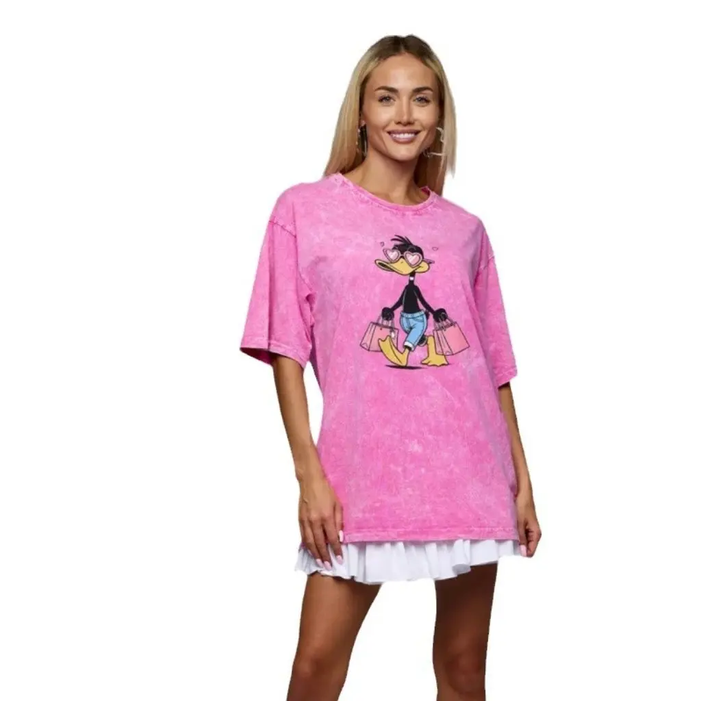 Retro American Style Summer T-Shirt for Women 100% Cotton Short Sleeve Cartoon Duck Print Casual Top
Retro American Style Summer T-Shirt for Women 100% Cotton Short Sleeve Cartoon Duck Print Casual Top