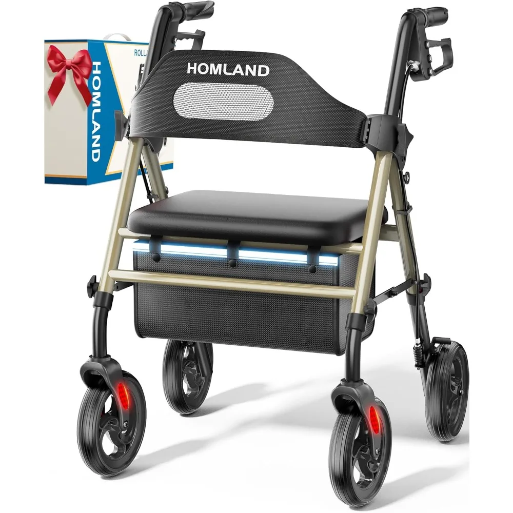 Foldable Rollator Walkers with Seat for Seniors, 8'' Big Wheels, 350 lb. Lightweight Rolling Walker, Gold
Foldable Rollator Walkers with Seat for Seniors, 8'' Big Wheels, 350 lb. Lightweight Rolling Walker, Gold