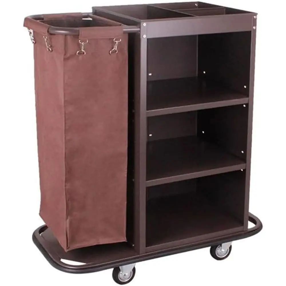Коричневая коммерческая тележка для белья с колесиками и местом для хранения уборки отеля, тип А
Коричневая коммерческая тележка для белья с колесиками и местом для хранения уборки отеля, тип А