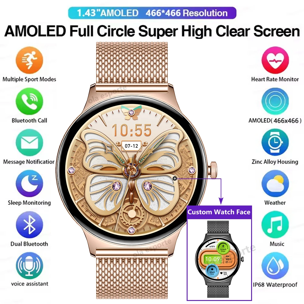 Смарт-часы для женщин, 1,43-дюймовый AMOLED-экран, монитор здоровья, водонепроницаемые Bluetooth-вызовы, спортивные умные часы для Android IOS, новинка 2025 г.
Смарт-часы для женщин, 1,43-дюймовый AMOLED-экран, монитор здоровья, водонепроницаемые Bluetooth-вызовы, спортивные умные часы для Android IOS, новинка 2025 г.