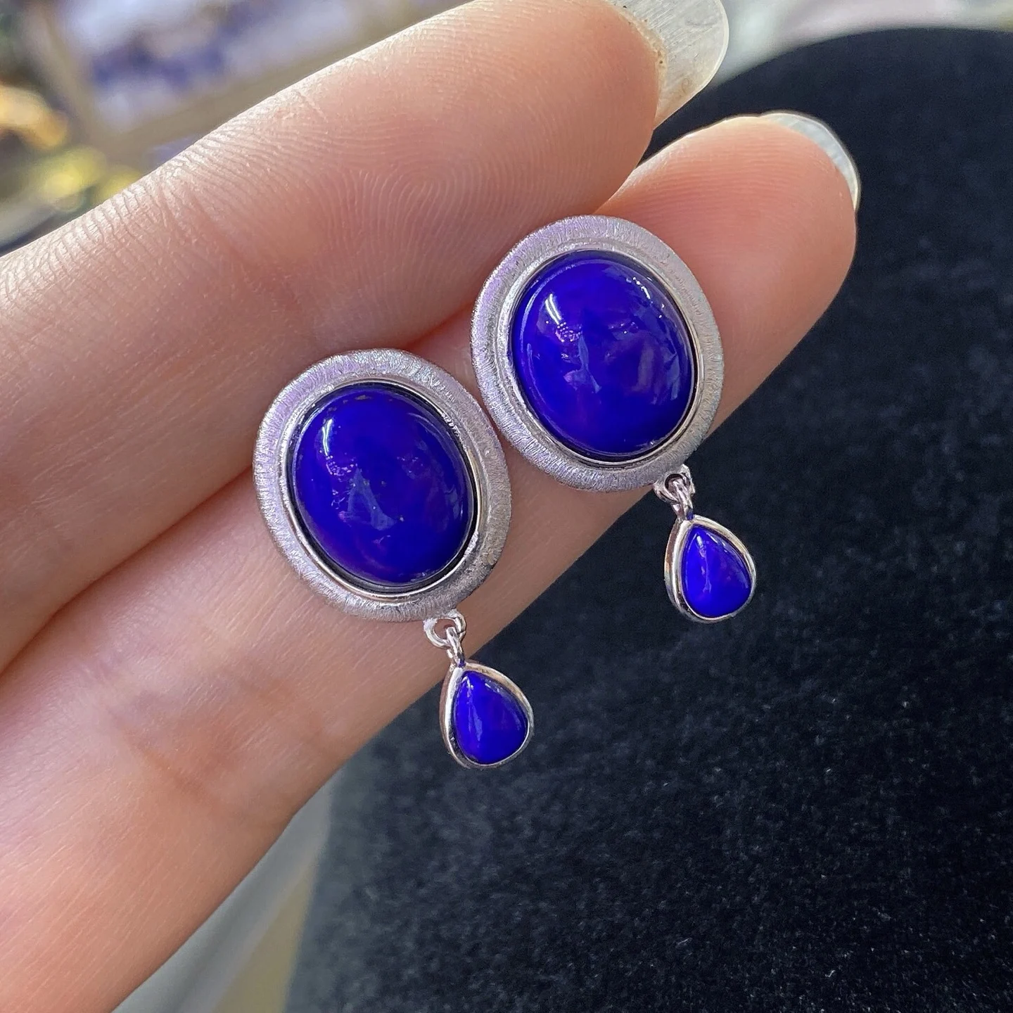 1 пара овальных серег с кабошоном из натурального лазурита 16,5-14,5 мм, стерлинговое серебро 925 пробы, рейки, целебный камень, ювелирное изделие, подарок 
1 пара овальных серег с кабошоном из натурального лазурита 16,5-14,5 мм, стерлинговое серебро 925 пробы, рейки, целебный камень, ювелирное изделие, подарок