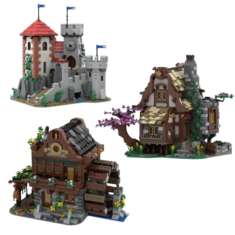 Spot MOC-150482 Medieval fortress, farmhouse, water mill and other DIY small particle assembly building block toy model gift set
Spot MOC-150482 Medieval fortress, farmhouse, water mill and other DIY small particle assembly building block toy model gift set