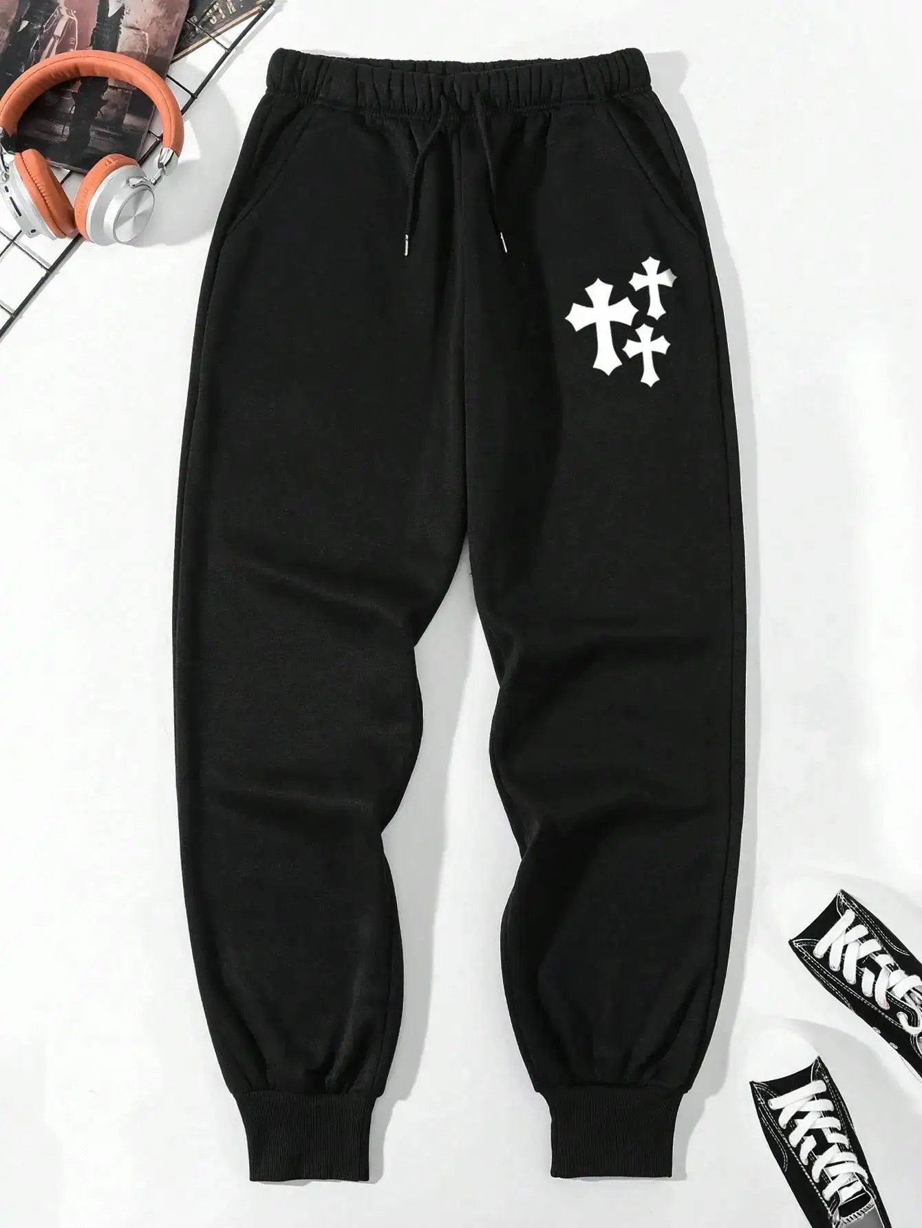 Cross print casual basic men's and women's pants baggy fashionable with drawstring pocket sweatpants for women men
Cross print casual basic men's and women's pants baggy fashionable with drawstring pocket sweatpants for women men