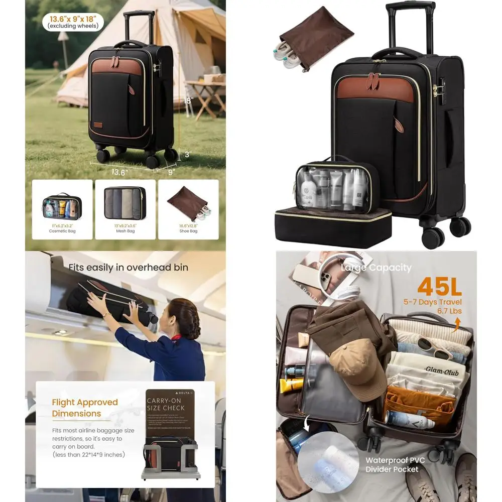 4-Piece Set of 20 Airline-Approved Underseat Carry-On Luggage with Spinner Wheels and TSA Lock for Men & Women
4-Piece Set of 20 Airline-Approved Underseat Carry-On Luggage with Spinner Wheels and TSA Lock for Men & Women