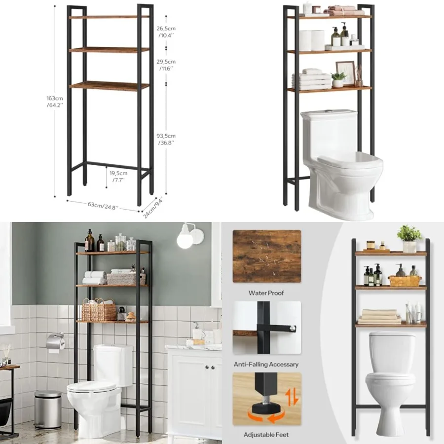 Over The Toilet Storage, 3-Tier Bathroom Organizer Shelf Over Toilet, Freestanding Bathroom Storage Shelves, Space Saver, Easy
Over The Toilet Storage, 3-Tier Bathroom Organizer Shelf Over Toilet, Freestanding Bathroom Storage Shelves, Space Saver, Easy