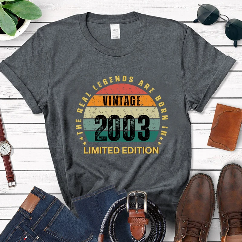Cotton Vintage Women T Shirts The Real Legends Are Born in 2003 Limited Edition 21st 21 Years Old Birthday T-shirt Vintage Tops
Cotton Vintage Women T Shirts The Real Legends Are Born in 2003 Limited Edition 21st 21 Years Old Birthday T-shirt Vintage Tops