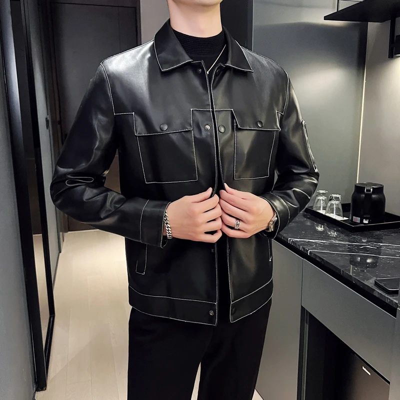 New Fashion Trendy Leather Jacket Soft Comfortable Breathable Trendy Versatile Flip Collar Men's Business Casual Jacket
New Fashion Trendy Leather Jacket Soft Comfortable Breathable Trendy Versatile Flip Collar Men's Business Casual Jacket