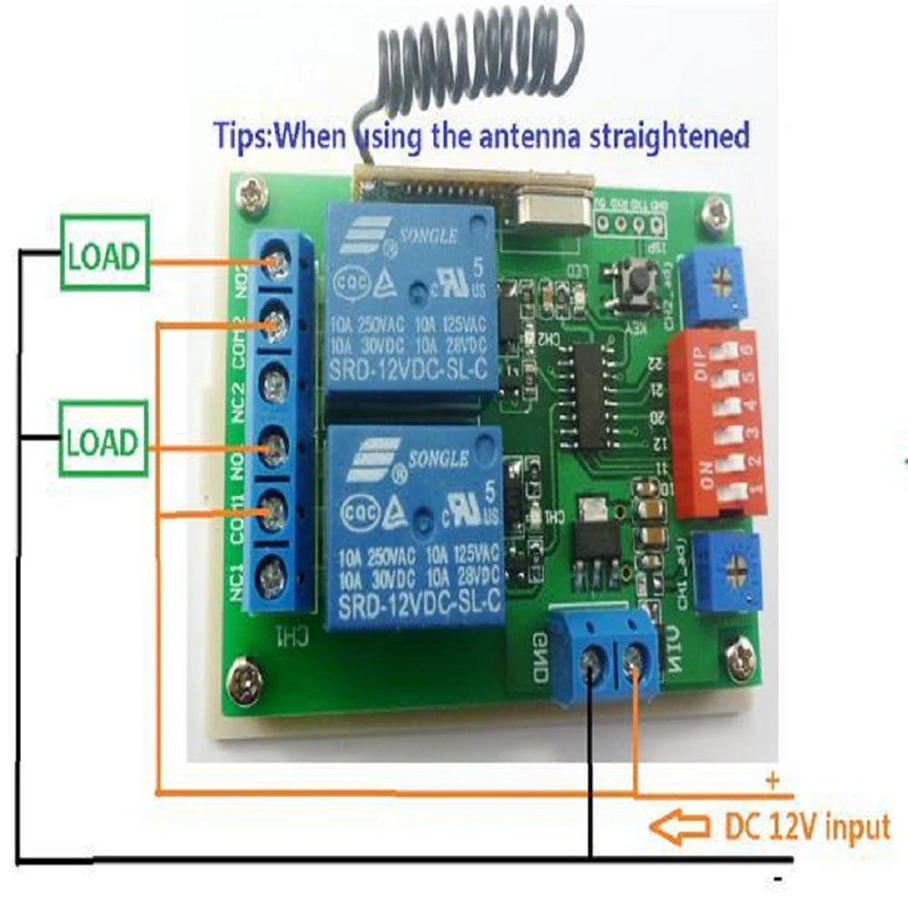 433m DC12V 2Ch Multifunctional Wireless RF Receiver Timing Delay Relay High Power 2 Button Ev1527 Remote Control for Motor LED
433m DC12V 2Ch Multifunctional Wireless RF Receiver Timing Delay Relay High Power 2 Button Ev1527 Remote Control for Motor LED