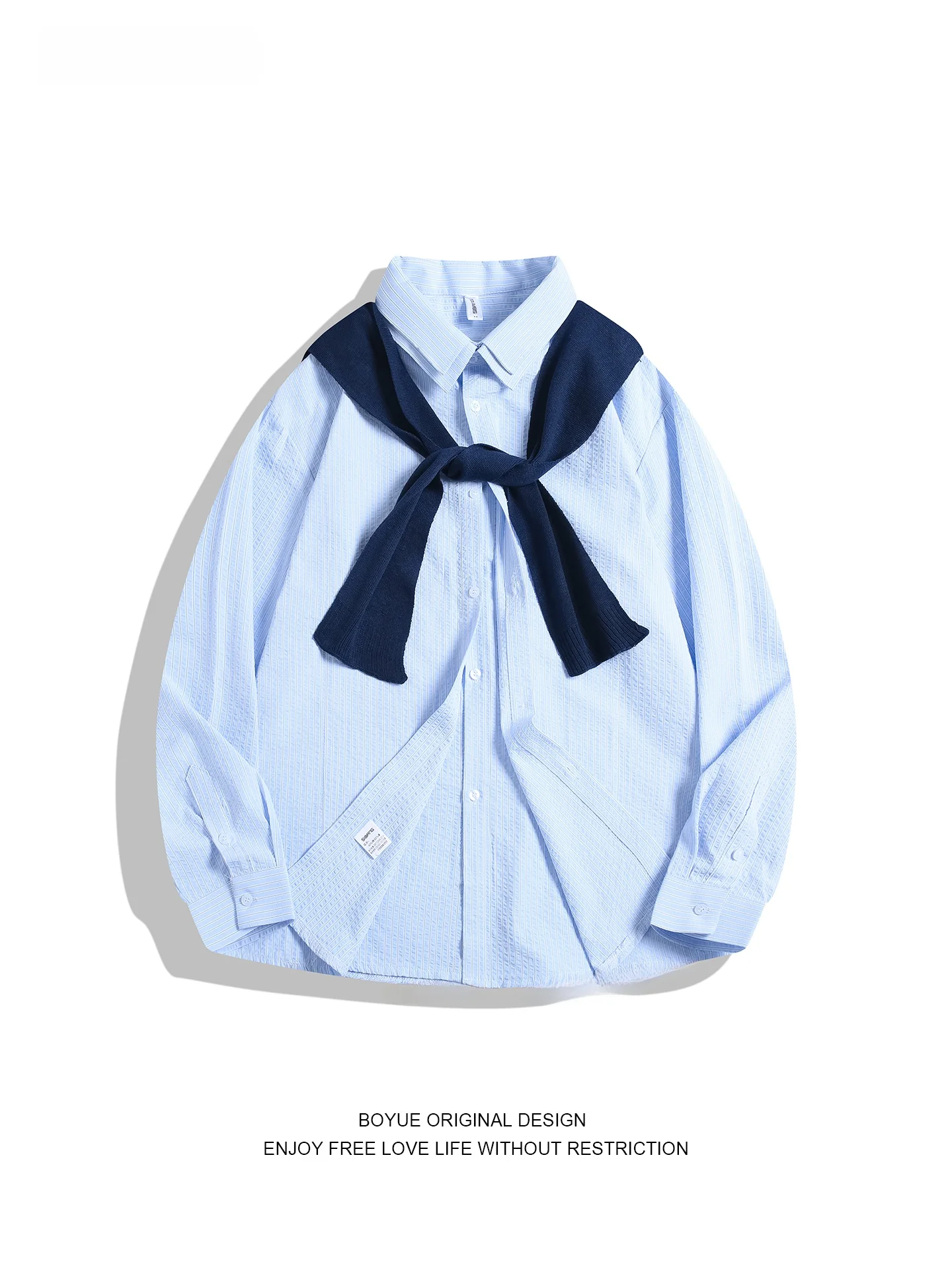 Boyue Casual Striped irt Fake Two-Piece Poncho Design ex Faionable Spring Autumn Wear Polyester Cotton Blend Long Sve
Boyue Casual Striped irt Fake Two-Piece Poncho Design ex Faionable Spring Autumn Wear Polyester Cotton Blend Long Sve
