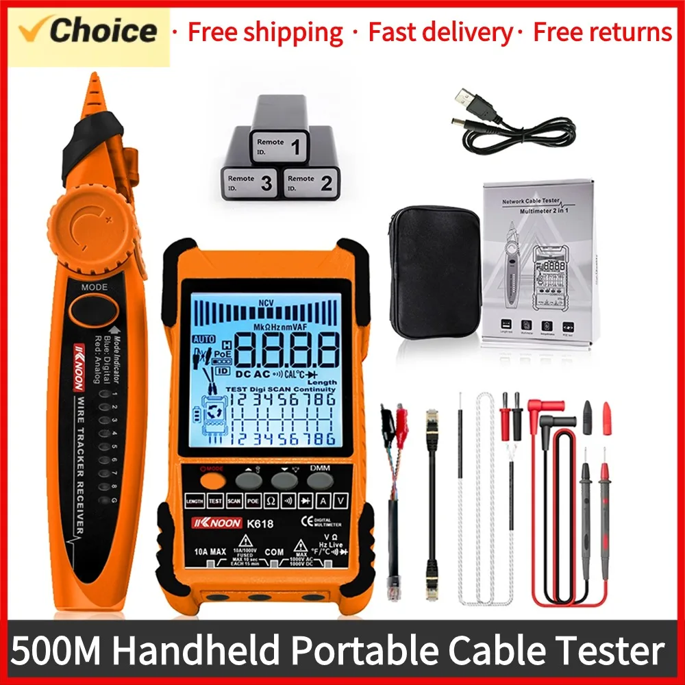 K618 500M Handheld Portable Cable Tester with LCD Display Analogs Digital Search POE Test Cable Multifunctional Cable Tester
K618 500M Handheld Portable Cable Tester with LCD Display Analogs Digital Search POE Test Cable Multifunctional Cable Tester