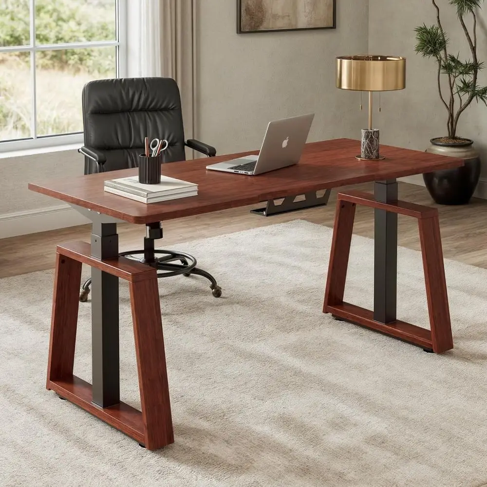 63 Executive Adjustable Height Desk with Cherry Top, Trapezoidal Leg, Sit-Stand Desk, Smart APP & Touch Controls
63 Executive Adjustable Height Desk with Cherry Top, Trapezoidal Leg, Sit-Stand Desk, Smart APP & Touch Controls
