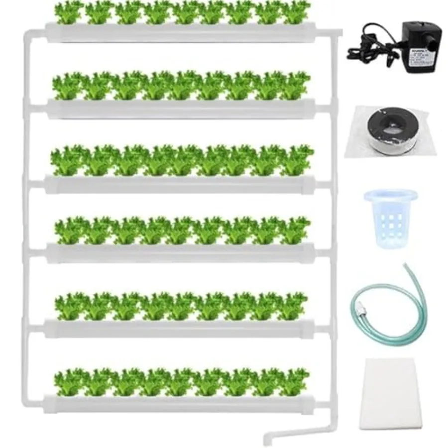 Hydroponics growing system for indoor gardening, ABS plastic, white, 54-hole wall-mounted design with water pump, nest basket a
Hydroponics growing system for indoor gardening, ABS plastic, white, 54-hole wall-mounted design with water pump, nest basket a