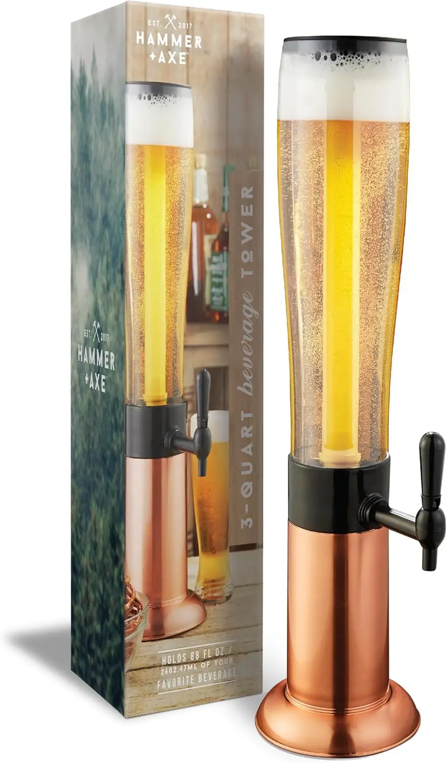 88 oz Party Drink Dispenser with Ice Tube & Tap for Beer, Water, Iced Tea - BBQ Essential
88 oz Party Drink Dispenser with Ice Tube & Tap for Beer, Water, Iced Tea - BBQ Essential
