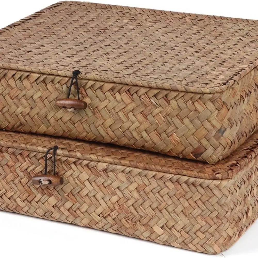 Handcrafted Seagrass Storage Baskets with Lids, Set of 2 for Home Decor and Organization
Handcrafted Seagrass Storage Baskets with Lids, Set of 2 for Home Decor and Organization