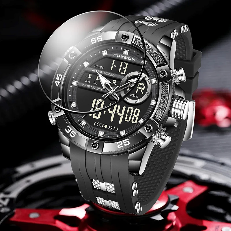 FOXBOX 2025 mens wristwatch fashion dual display waterproof luminous mens watch business calendar watches for men reloj hommes
FOXBOX 2025 mens wristwatch fashion dual display waterproof luminous mens watch business calendar watches for men reloj hommes
