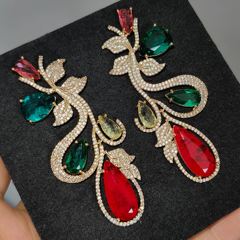Pink red Leaf Zircon Drop Earrings, Luxury cubic zirconia Statement Earrings, Sparkly Dangling earrings Jewelry for Women
Pink red Leaf Zircon Drop Earrings, Luxury cubic zirconia Statement Earrings, Sparkly Dangling earrings Jewelry for Women