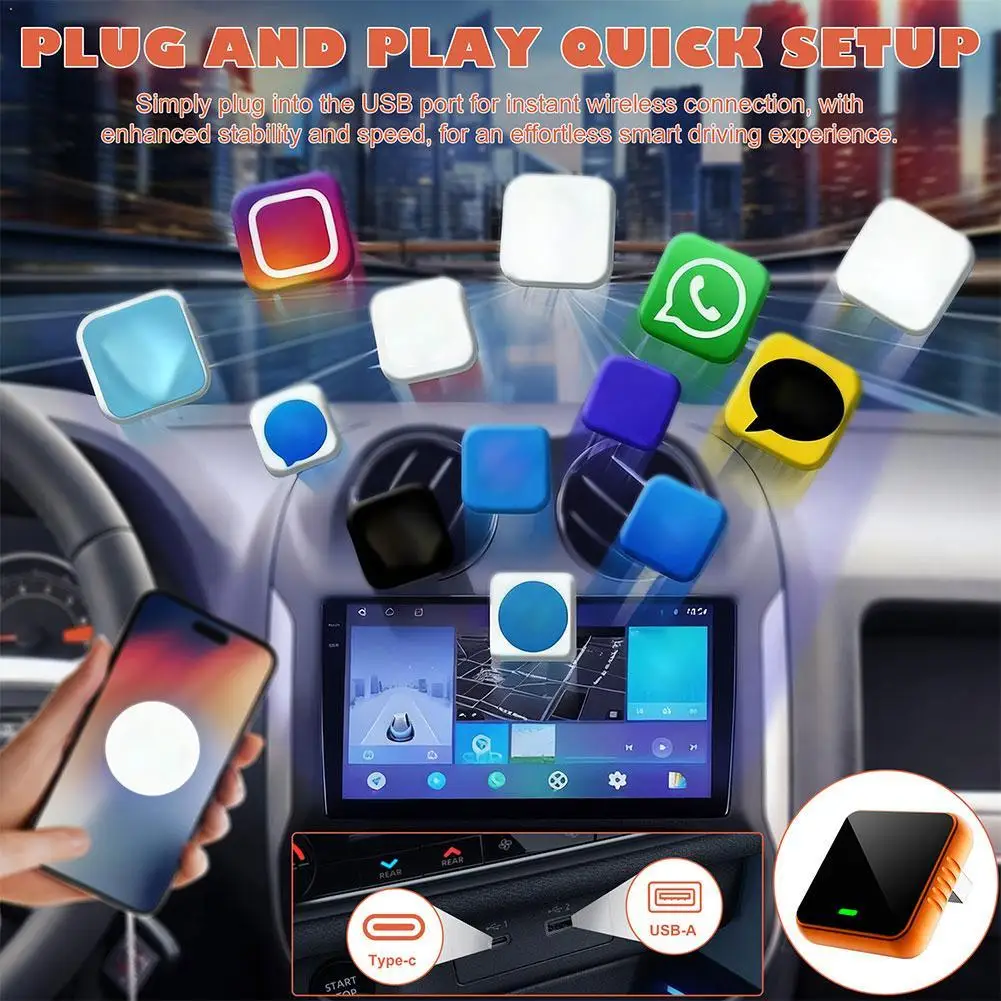 2-In-1 Wireless & Android Auto Adapter Wired To Wireless Dongle Plug & Play for iphone 17 16 & Android Phone Car Video
2-In-1 Wireless & Android Auto Adapter Wired To Wireless Dongle Plug & Play for iphone 17 16 & Android Phone Car Video