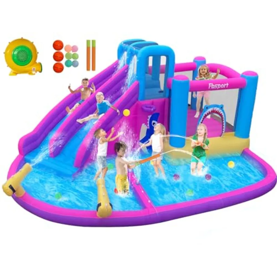 Inflatable Bounce House Double Slide Water Slide Park with Ball Pit Water Cannon Climbing Wall Bouncy Castle 550W Air Blower Re
Inflatable Bounce House Double Slide Water Slide Park with Ball Pit Water Cannon Climbing Wall Bouncy Castle 550W Air Blower Re