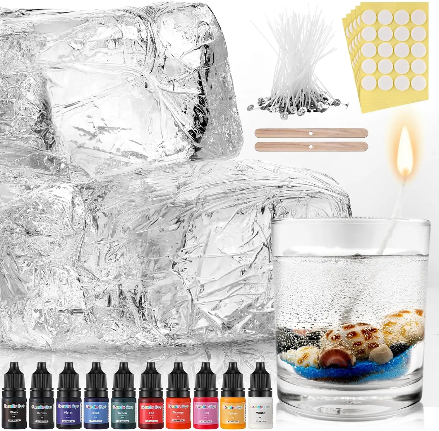 9.9 lb Clear Jelly Candle Wax Making Kit with Wicks, Stickers & Dye for DIY
9.9 lb Clear Jelly Candle Wax Making Kit with Wicks, Stickers & Dye for DIY