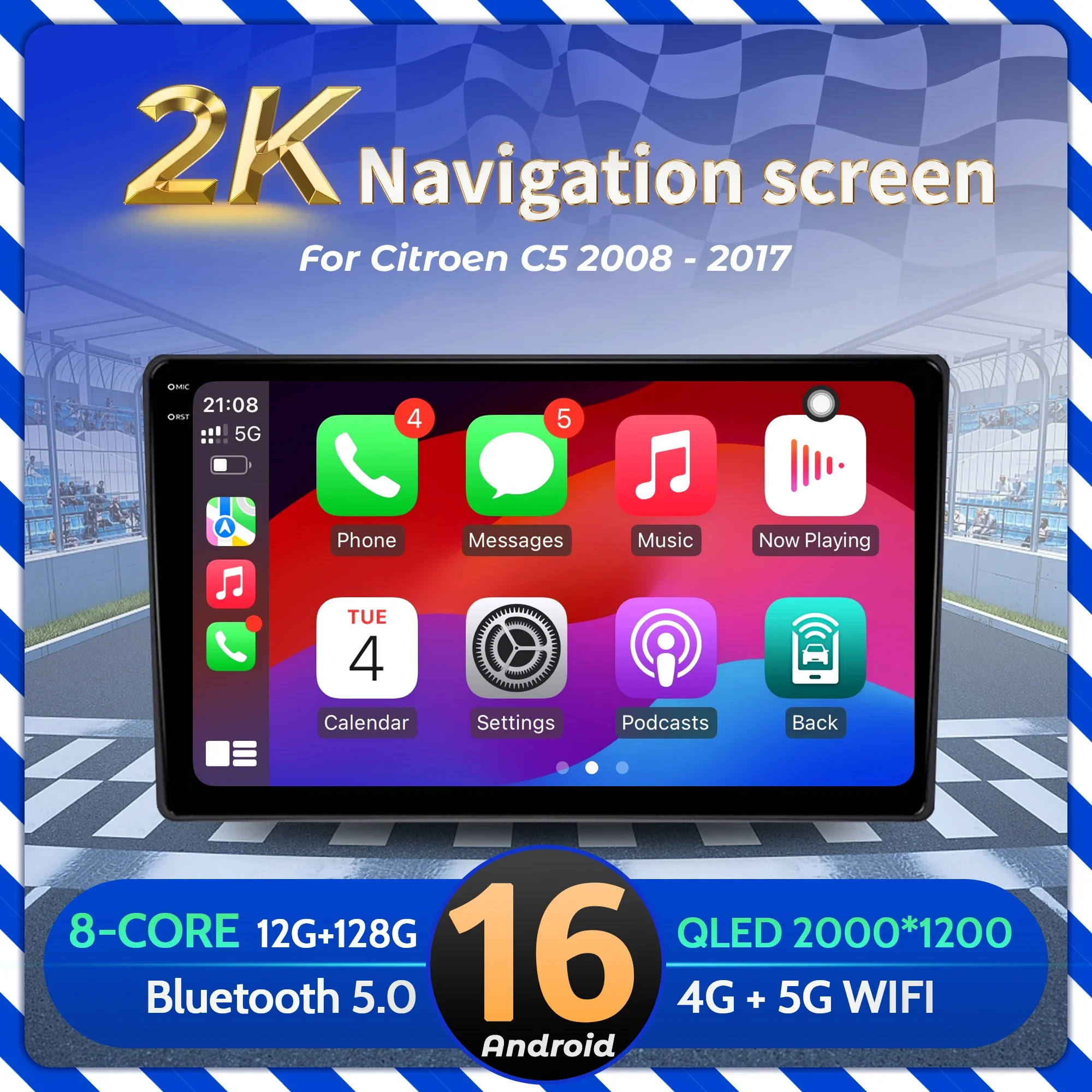 9 inch Car Radio Android 16 For Citroen C5 2008-2017 BT Carplay Multimedia Navigation 2K QLED Screen
9 inch Car Radio Android 16 For Citroen C5 2008-2017 BT Carplay Multimedia Navigation 2K QLED Screen
