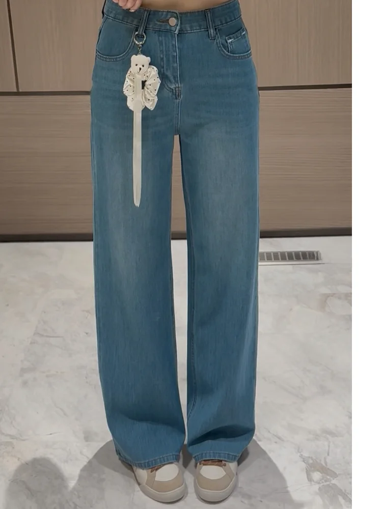 Xuanxuanchen Ultra Slim Straight Leg Jeans Spring Thin Blue Versatile Casual Washed Natural Waist Denim Pants for Women
Xuanxuanchen Ultra Slim Straight Leg Jeans Spring Thin Blue Versatile Casual Washed Natural Waist Denim Pants for Women
