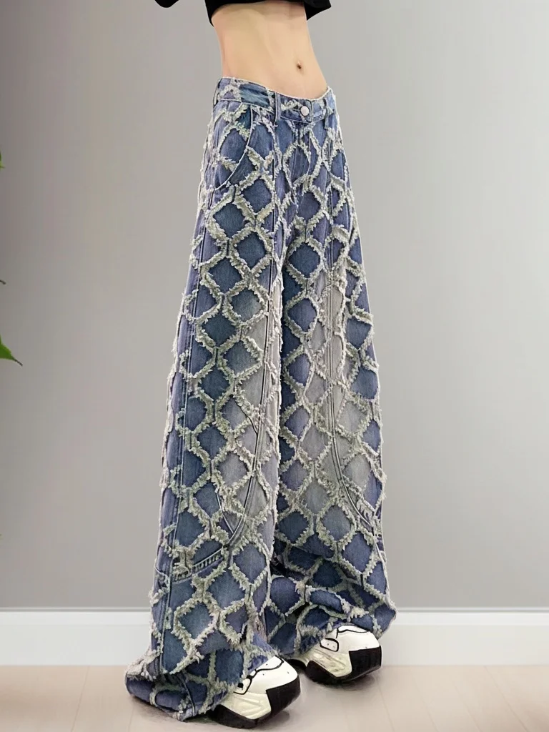 High Waist Plaid Embroidered Wide Leg Jeans Women's Summer Fashion Slim Fit Straight Cut Denim Pants Casual Style Multi Pocket
High Waist Plaid Embroidered Wide Leg Jeans Women's Summer Fashion Slim Fit Straight Cut Denim Pants Casual Style Multi Pocket